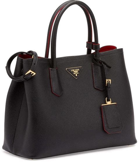 prada bag black red|prada saffiano tote black.